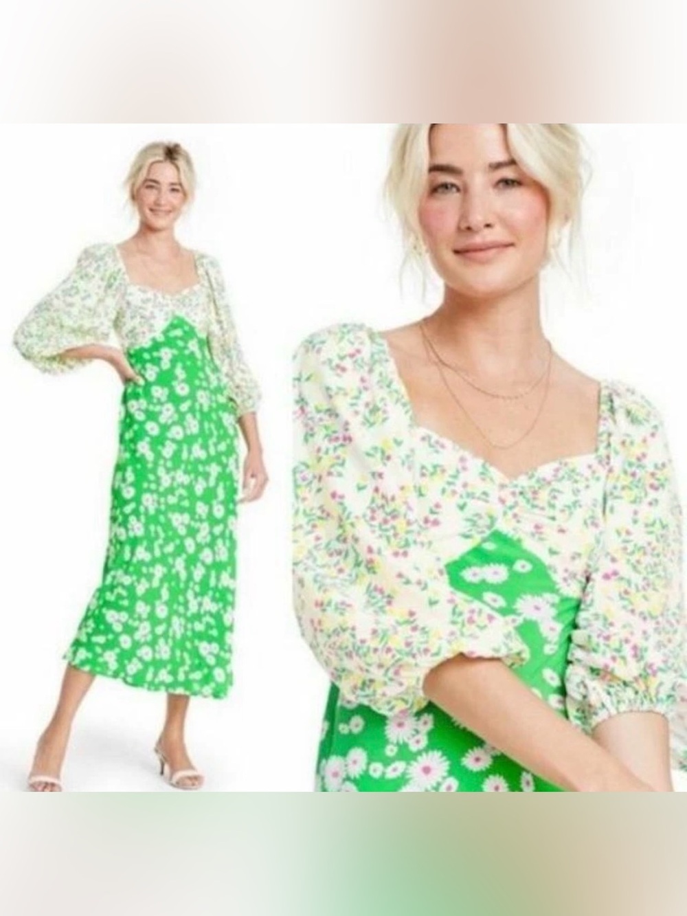 Rixo x Target Long Sleeve Ditzy Floral Daisy Boho Peasant Dress Size 10 NEW